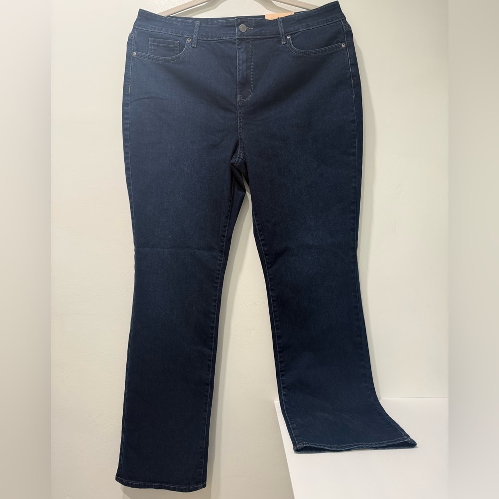 NYDJ Marilyn Straight Jeans Size 18 NWT Dark Blue Denim Lift Tuck Technology